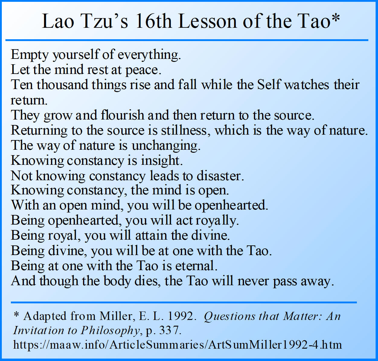 Lao Tzu's 16th Lesson of the Tao