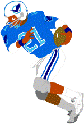 Runner with football graphic