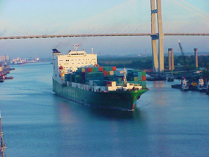 Container Ship Savannah River Savannah Georgia