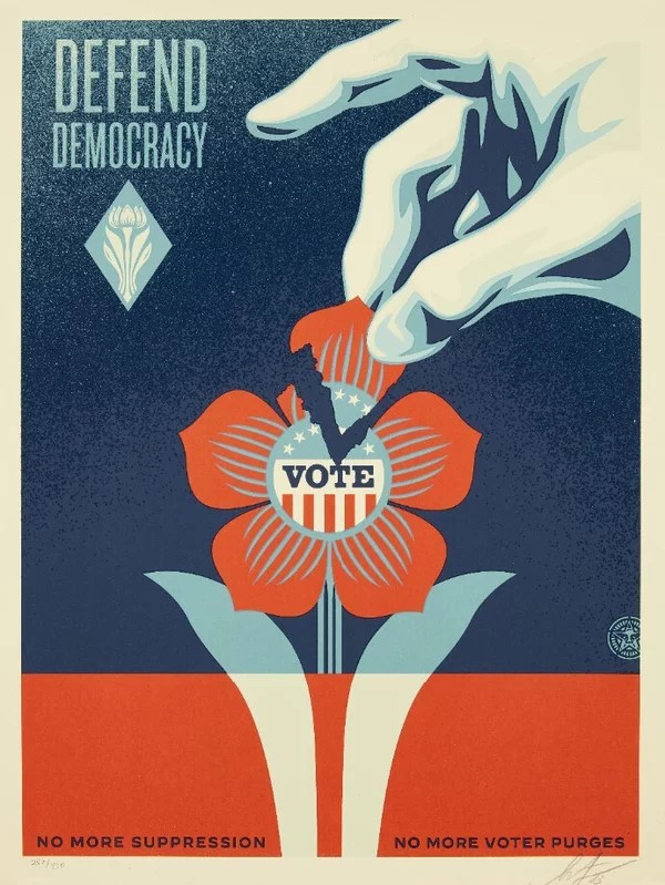 Shepard Fairley Defend Democracy Poster Vote